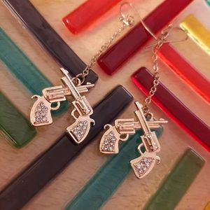 Gold Double Pistol Earrings